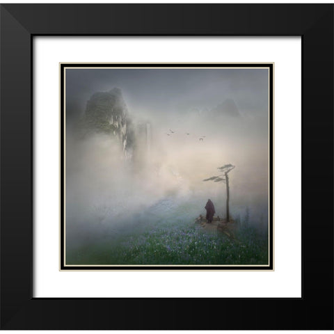 Follow The River To Where It Starts Black Modern Wood Framed Art Print with Double Matting by Dou, Shenshen