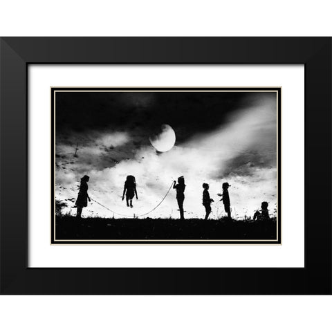 The Game High Jump Black Modern Wood Framed Art Print with Double Matting by Satriani, Jay