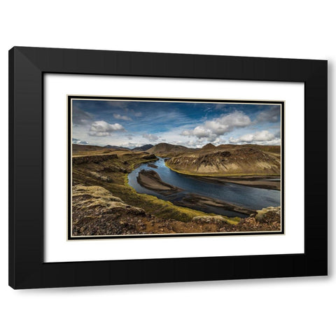Highland River Black Modern Wood Framed Art Print with Double Matting by Hoffmann, Raymond