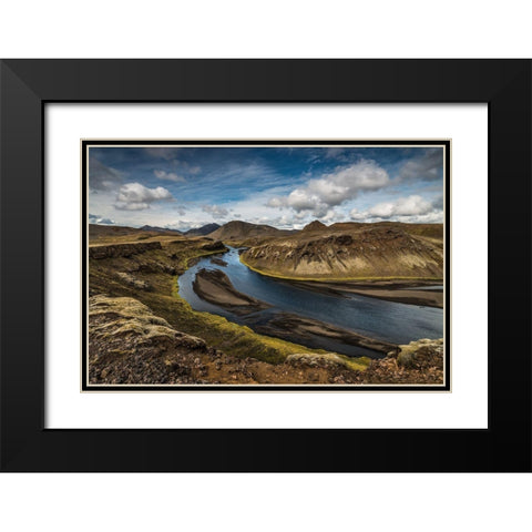 Highland River Black Modern Wood Framed Art Print with Double Matting by Hoffmann, Raymond