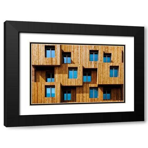 Little Boxes Black Modern Wood Framed Art Print with Double Matting by Wride, Linda