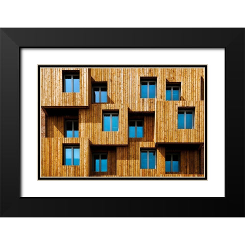 Little Boxes Black Modern Wood Framed Art Print with Double Matting by Wride, Linda