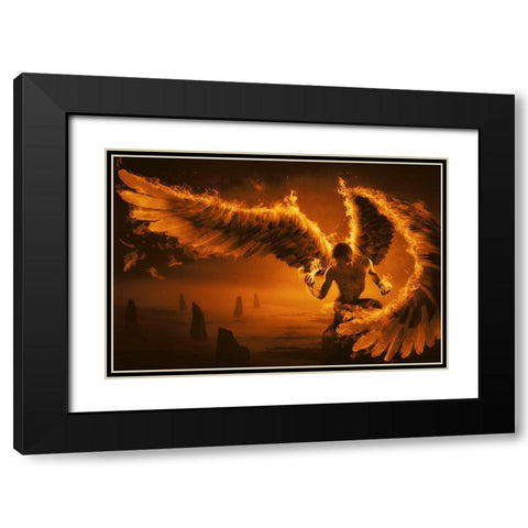 Fiery Black Modern Wood Framed Art Print with Double Matting by Kiciak, Christophe
