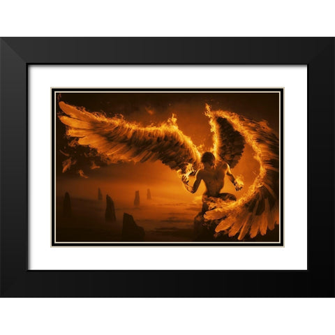Fiery Black Modern Wood Framed Art Print with Double Matting by Kiciak, Christophe