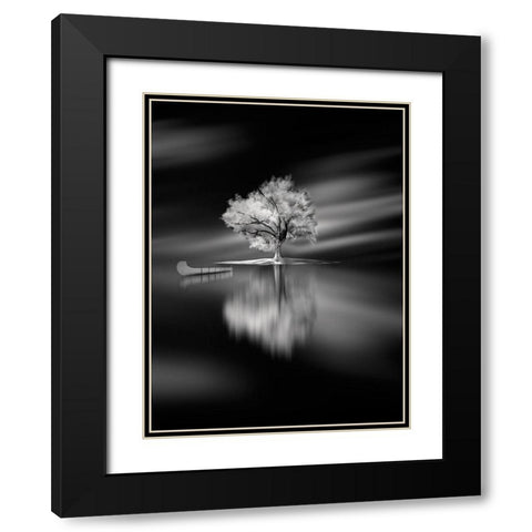 Quiet Black Modern Wood Framed Art Print with Double Matting by David Senechal Photographie