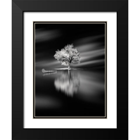 Quiet Black Modern Wood Framed Art Print with Double Matting by David Senechal Photographie