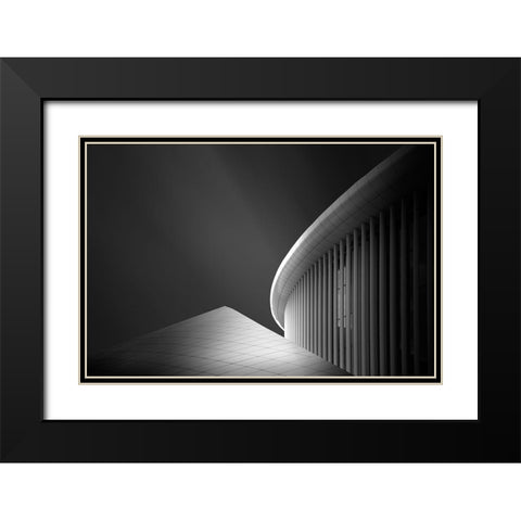 Symphony Of Lines Black Modern Wood Framed Art Print with Double Matting by Ioneanu, Dragos
