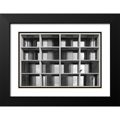 Living In The Grid Black Modern Wood Framed Art Print with Double Matting by Wride, Linda