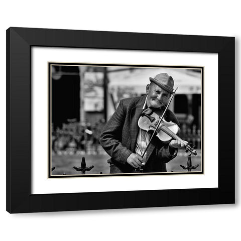 A Street Musician Black Modern Wood Framed Art Print with Double Matting by Vodnansky, Zdenek