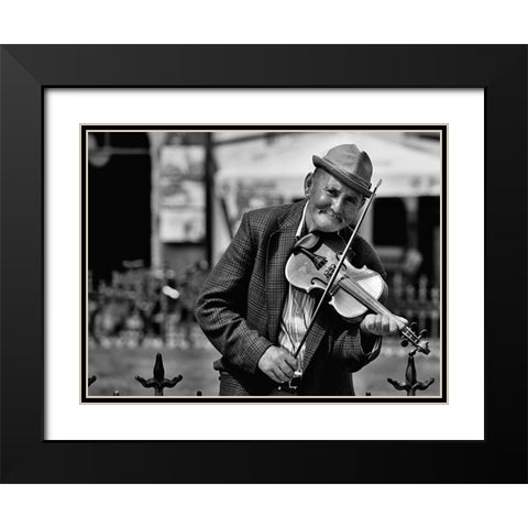 A Street Musician Black Modern Wood Framed Art Print with Double Matting by Vodnansky, Zdenek