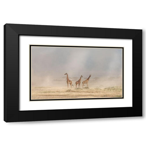 Weathering The Amboseli Dust Devils Black Modern Wood Framed Art Print with Double Matting by C. Sink, Jeffrey