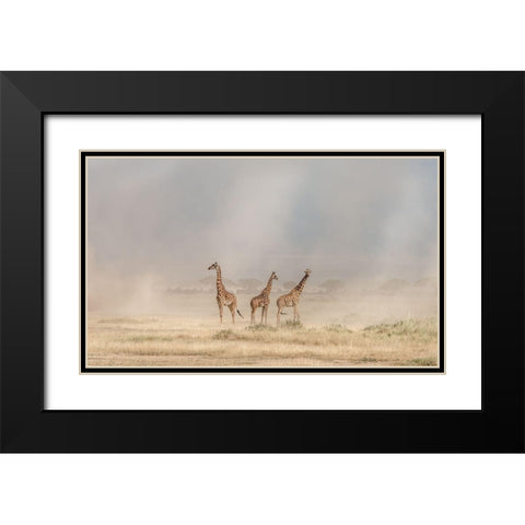 Weathering The Amboseli Dust Devils Black Modern Wood Framed Art Print with Double Matting by C. Sink, Jeffrey