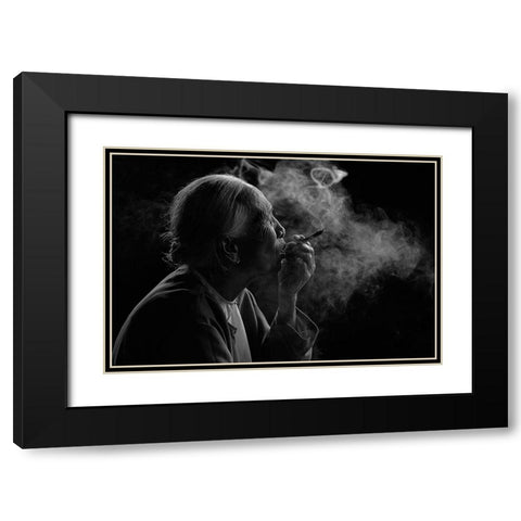 Puff!!!! Black Modern Wood Framed Art Print with Double Matting by Vichaya