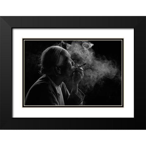 Puff!!!! Black Modern Wood Framed Art Print with Double Matting by Vichaya