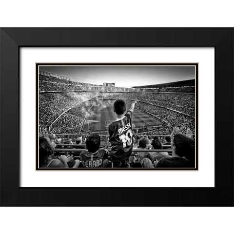 Cathedral Of Football Black Modern Wood Framed Art Print with Double Matting by Geiger, Clemens