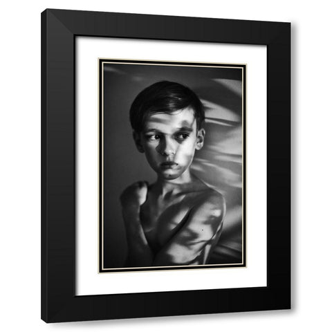 Portrait In Light And Shadows Black Modern Wood Framed Art Print with Double Matting by Strzelecka, Monika