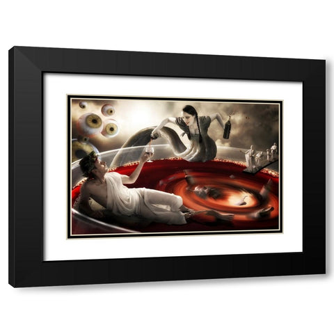 Delirium Tremens Black Modern Wood Framed Art Print with Double Matting by Kiciak, Christophe