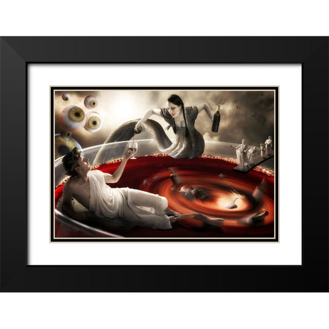 Delirium Tremens Black Modern Wood Framed Art Print with Double Matting by Kiciak, Christophe
