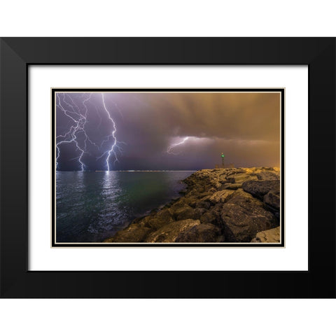 When Lightning Strikes Black Modern Wood Framed Art Print with Double Matting by Momenzadeh, Mehdi