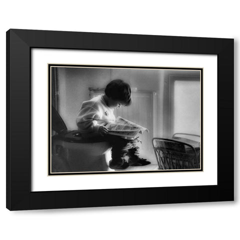 Childhood Series : Poo Time Black Modern Wood Framed Art Print with Double Matting by Depaepe, Yvette