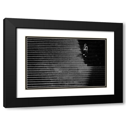 In Thoughts Black Modern Wood Framed Art Print with Double Matting by Van Son, Greetje