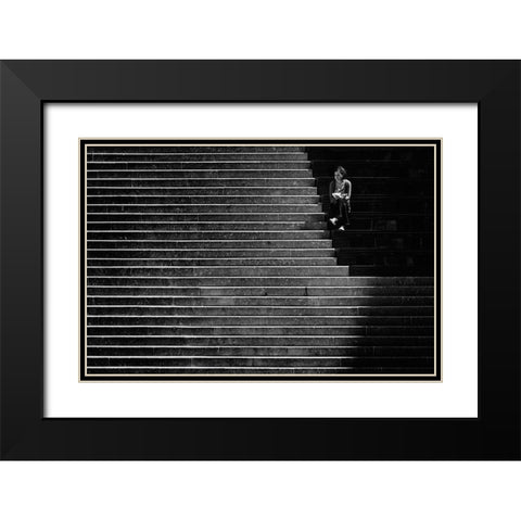 In Thoughts Black Modern Wood Framed Art Print with Double Matting by Van Son, Greetje