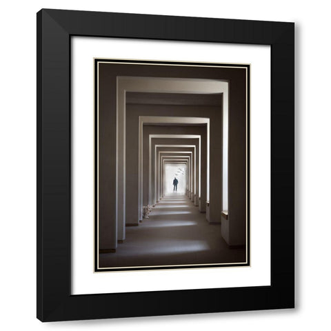 The Cat Who Walks Through Walls Black Modern Wood Framed Art Print with Double Matting by Eliash, Tomer