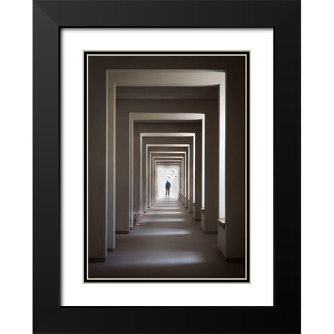 The Cat Who Walks Through Walls Black Modern Wood Framed Art Print with Double Matting by Eliash, Tomer