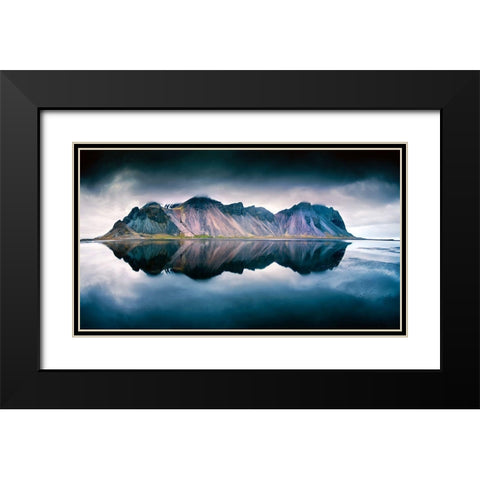 Stokksnes Black Modern Wood Framed Art Print with Double Matting by Denijs, Wim
