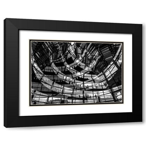 Visitors Black Modern Wood Framed Art Print with Double Matting by Lenzen, Klaus