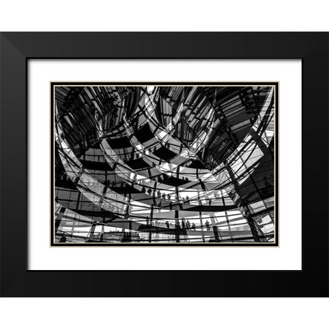 Visitors Black Modern Wood Framed Art Print with Double Matting by Lenzen, Klaus