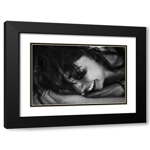 Joyful Black Modern Wood Framed Art Print with Double Matting by Mennitto, Davide