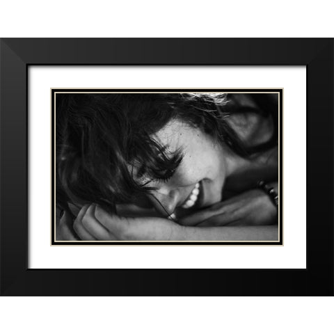 Joyful Black Modern Wood Framed Art Print with Double Matting by Mennitto, Davide
