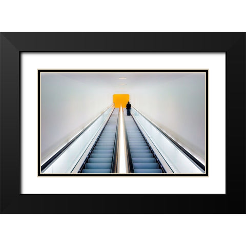 WhoS Afraid Of Black-Yellow And Grey Black Modern Wood Framed Art Print with Double Matting by Hageman, Michiel