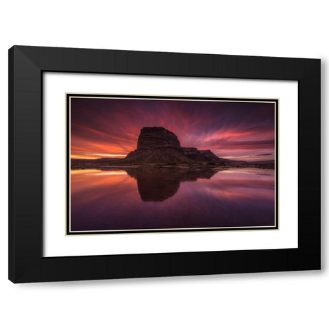 Laandsup3;Magnaopur Black Modern Wood Framed Art Print with Double Matting by Hoffmann, Raymond