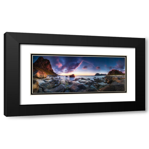 Utakleiv Sunset Black Modern Wood Framed Art Print with Double Matting by Nicholas Roemmelt, Dr.