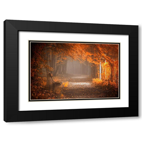 Waiting To Fall Black Modern Wood Framed Art Print with Double Matting by Neer, Ildiko