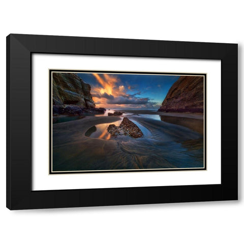 When The Tide Receded Black Modern Wood Framed Art Print with Double Matting by Zhang, Yan