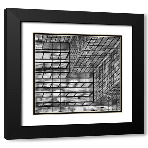 Silver Squares Black Modern Wood Framed Art Print with Double Matting by Van Son, Greetje