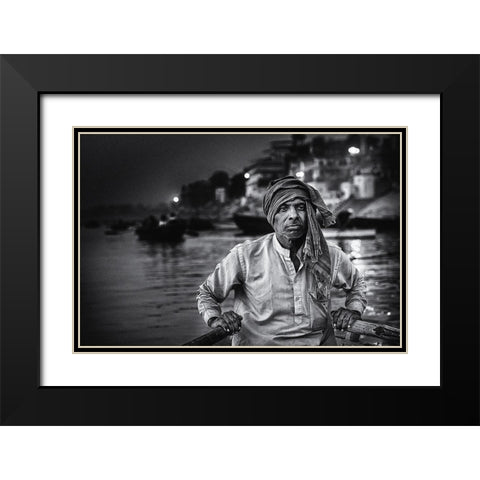 Nights On The Ganges Black Modern Wood Framed Art Print with Double Matting by Flour, Piet