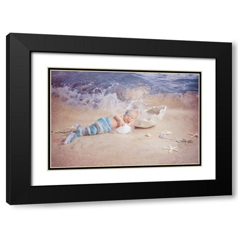 Little Mermaid Black Modern Wood Framed Art Print with Double Matting by Weber, Kate