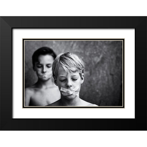 DonT Look, DonT Speak Black Modern Wood Framed Art Print with Double Matting by Delrue, Mirjam