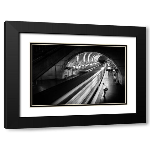 Paris Metro Black Modern Wood Framed Art Print with Double Matting by Lim, Michael