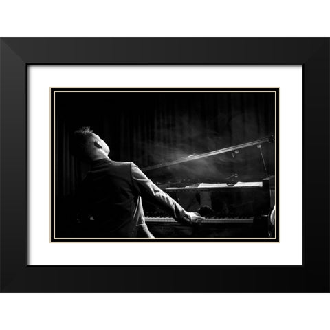 Pianist Black Modern Wood Framed Art Print with Double Matting by P., Laura