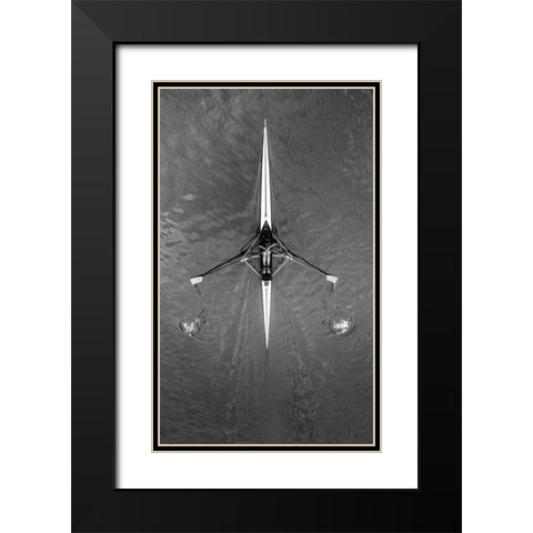 Drawings On The River Black Modern Wood Framed Art Print with Double Matting by Toniolo, Giorgio
