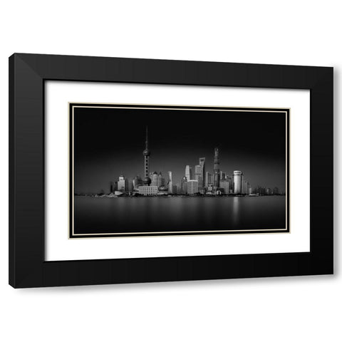 Dark Pudong Black Modern Wood Framed Art Print with Double Matting by Schilbe, Stefan
