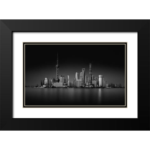 Dark Pudong Black Modern Wood Framed Art Print with Double Matting by Schilbe, Stefan