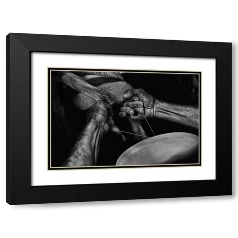 La??A?Leveur De Chauvres (Goat Breeding) Black Modern Wood Framed Art Print with Double Matting by Allicot, Manu