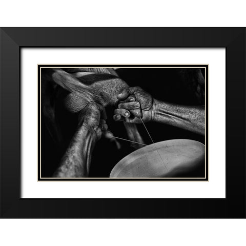 La??A?Leveur De Chauvres (Goat Breeding) Black Modern Wood Framed Art Print with Double Matting by Allicot, Manu
