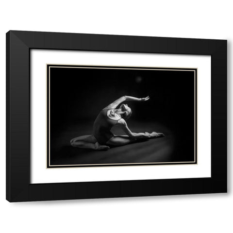 Lines Black Modern Wood Framed Art Print with Double Matting by Nissim, Elad